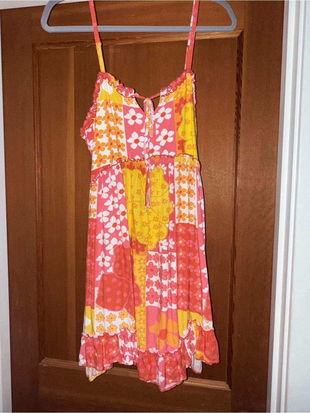 Pink, Yellow & White Floral Patchwork Sundress